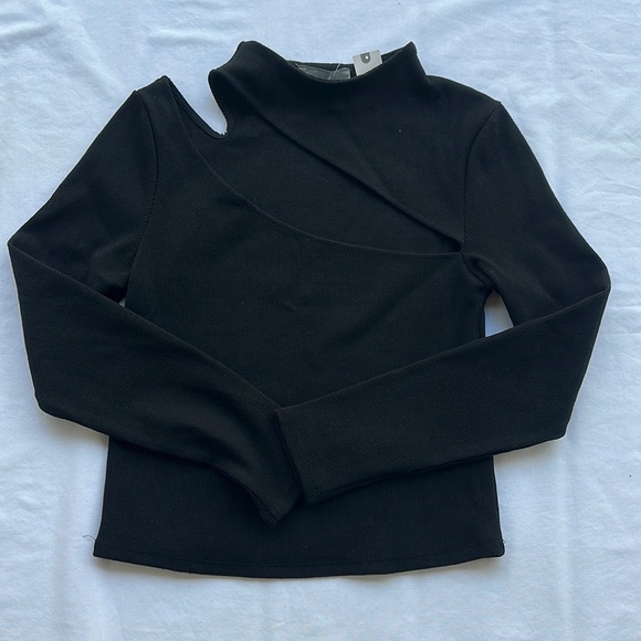 NWT Anthropologie Asymmetrical Cut Out Ribbed Knit Top-Size Small - Picture 1 of 9